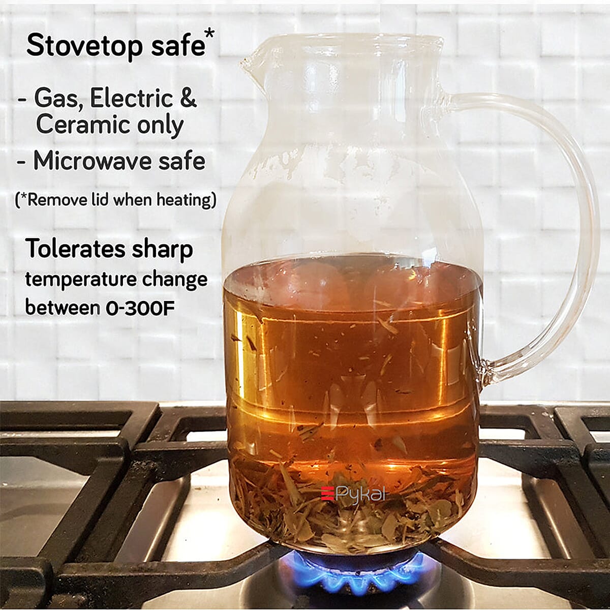 Pykal Hot - Cold Glass Jug with Lid 2L 7765178 5