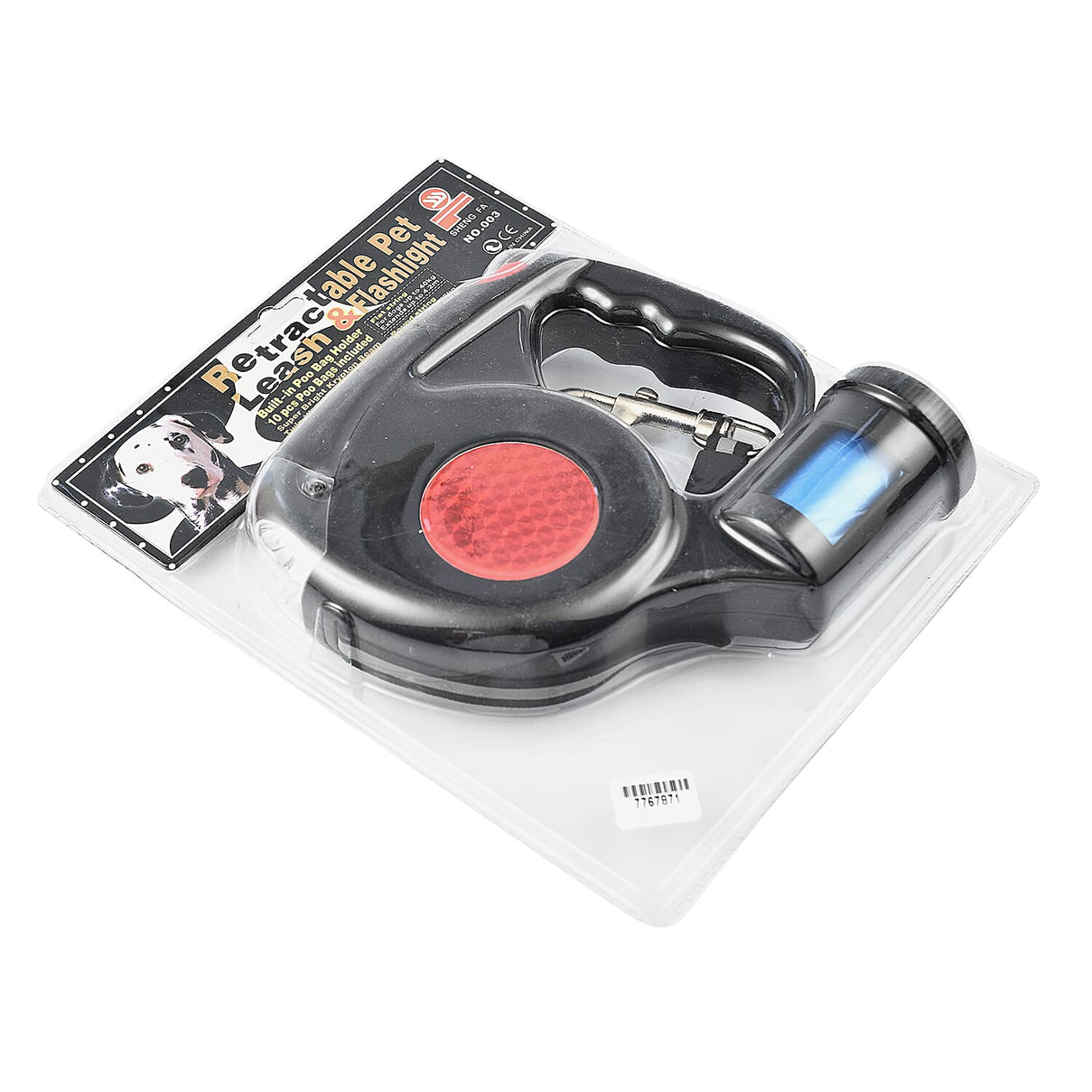 Retractable Pet Leash - Flashlight with Built in Poop Bag Holder (10 Pcs Inc.) 7767871 0
