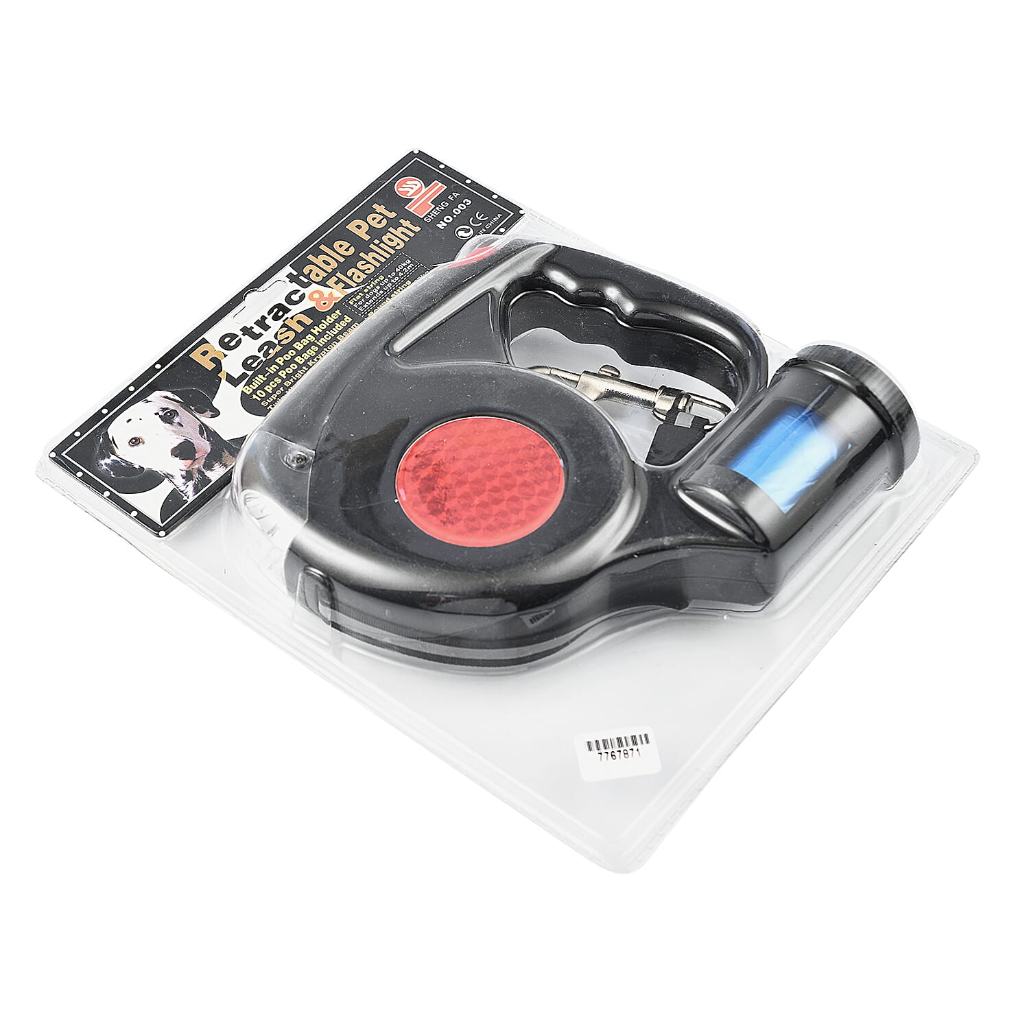 Retractable Pet Leash - Flashlight with Built in Poop Bag Holder (10 Pcs Inc.) 7767871 0