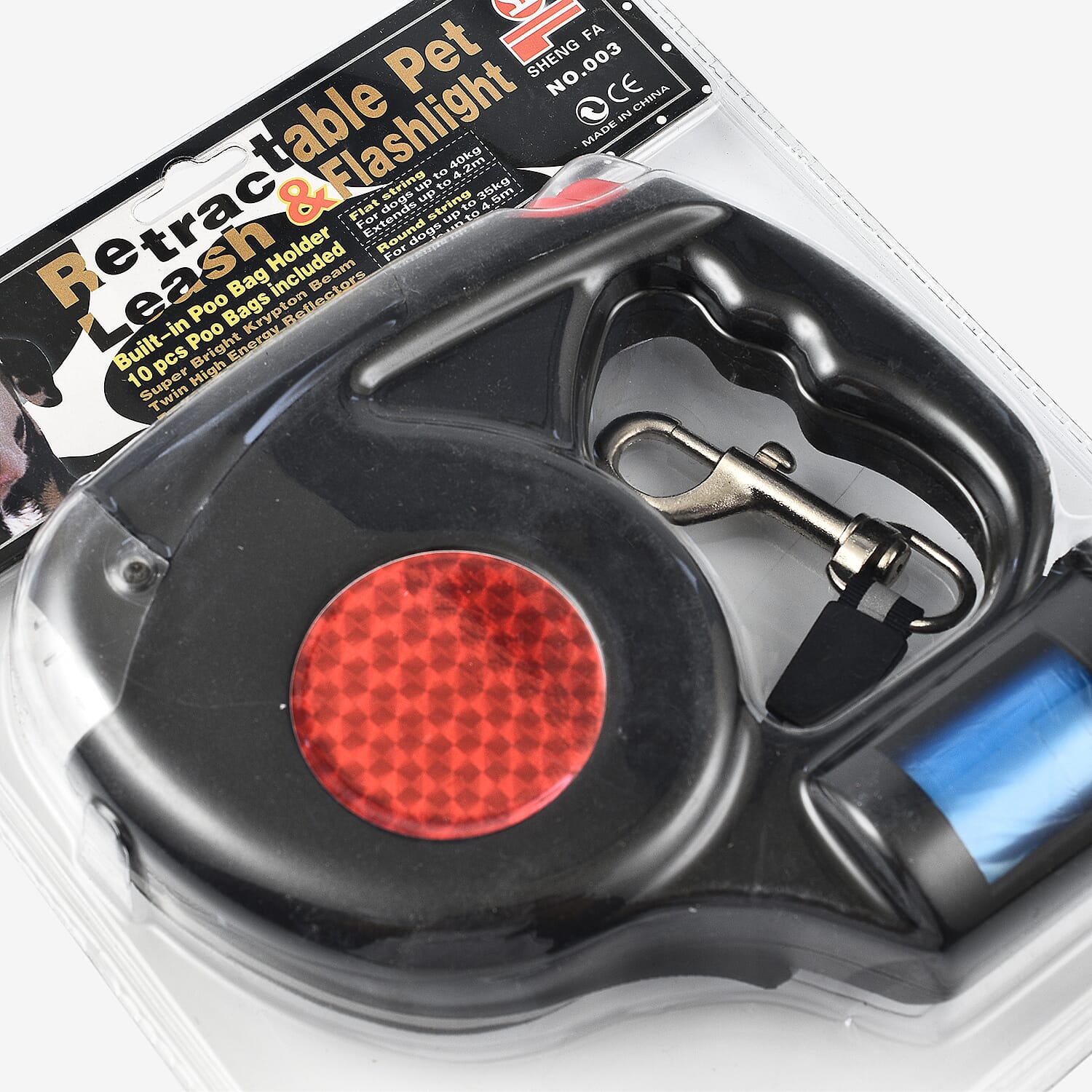 Retractable Pet Leash - Flashlight with Built in Poop Bag Holder (10 Pcs Inc.) 7767871 2