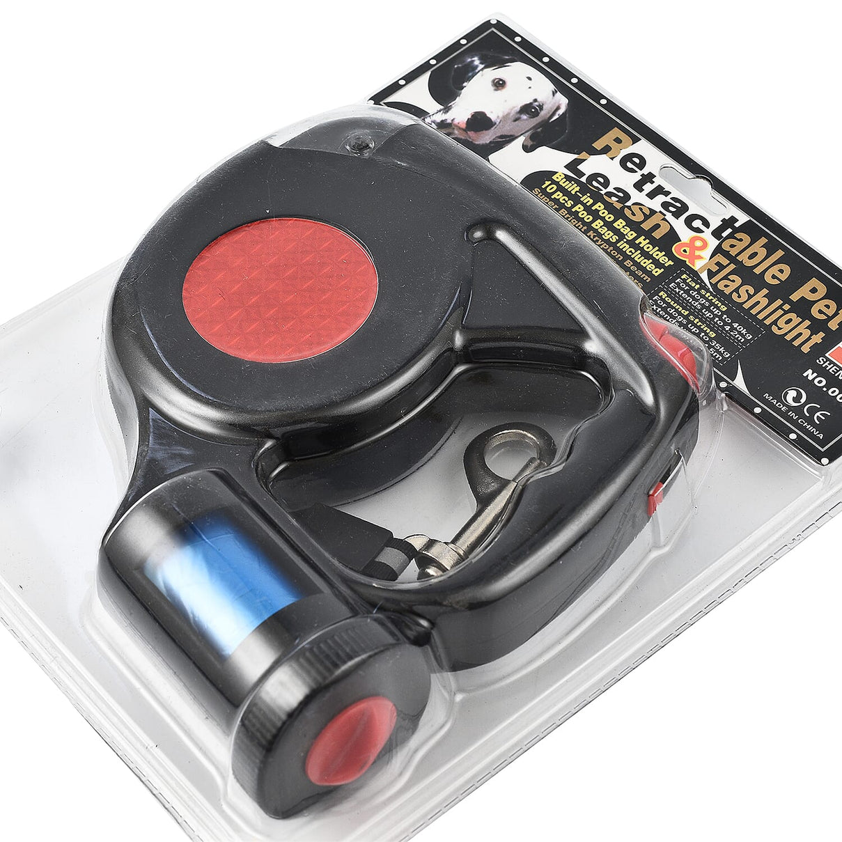 Retractable Pet Leash - Flashlight with Built in Poop Bag Holder (10 Pcs Inc.) 7767871 3