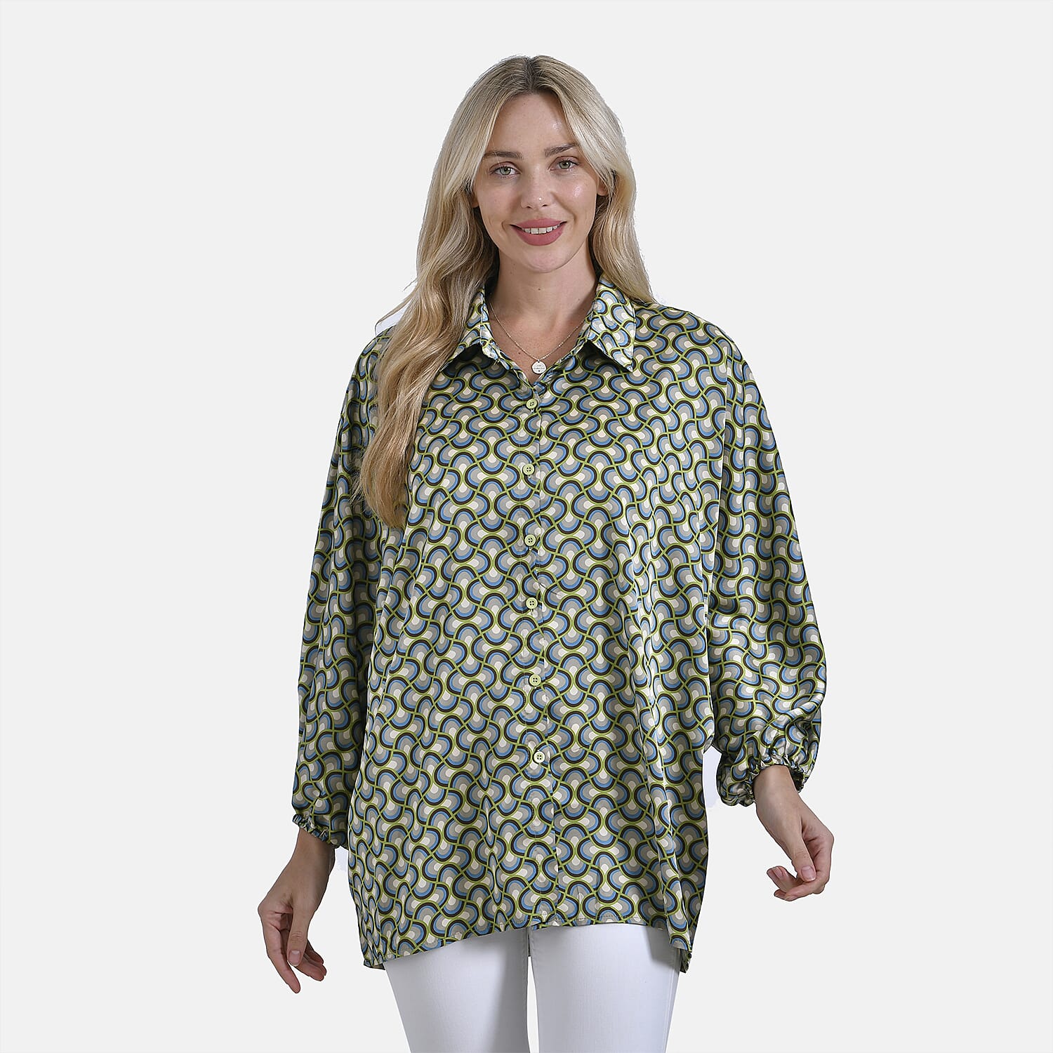 La Marey Geometric Pattern Top (Size L-XL) - Green 7772030 0
