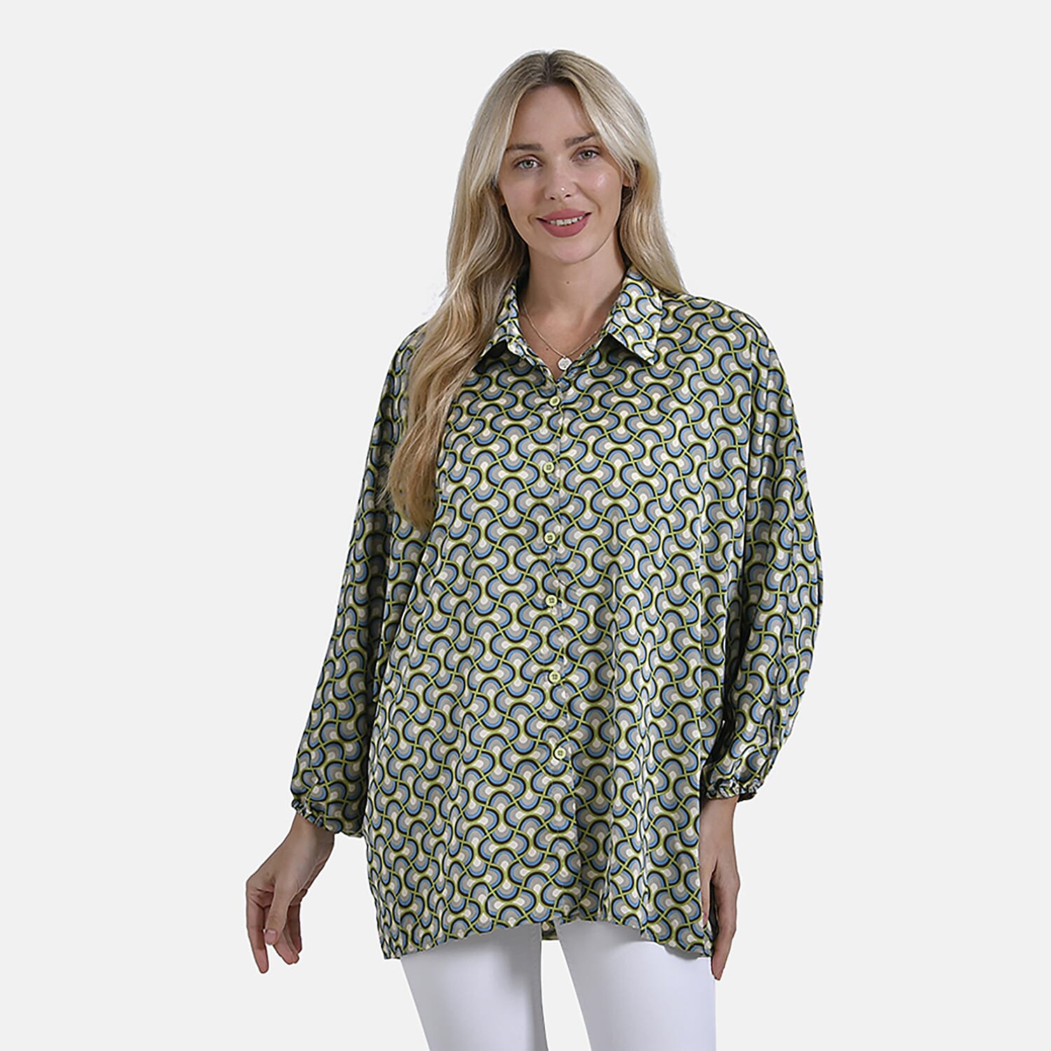 La Marey Geometric Pattern Top (Size L-XL) - Green 7772030 3