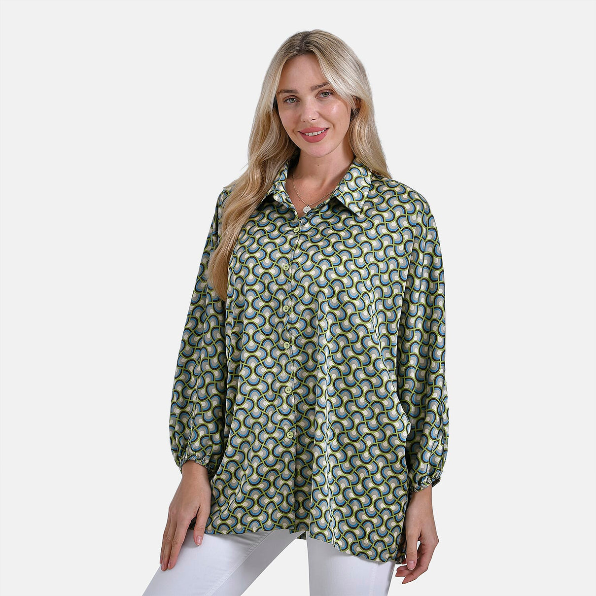 La Marey Geometric Pattern Top (Size L-XL) - Green 7772030 4