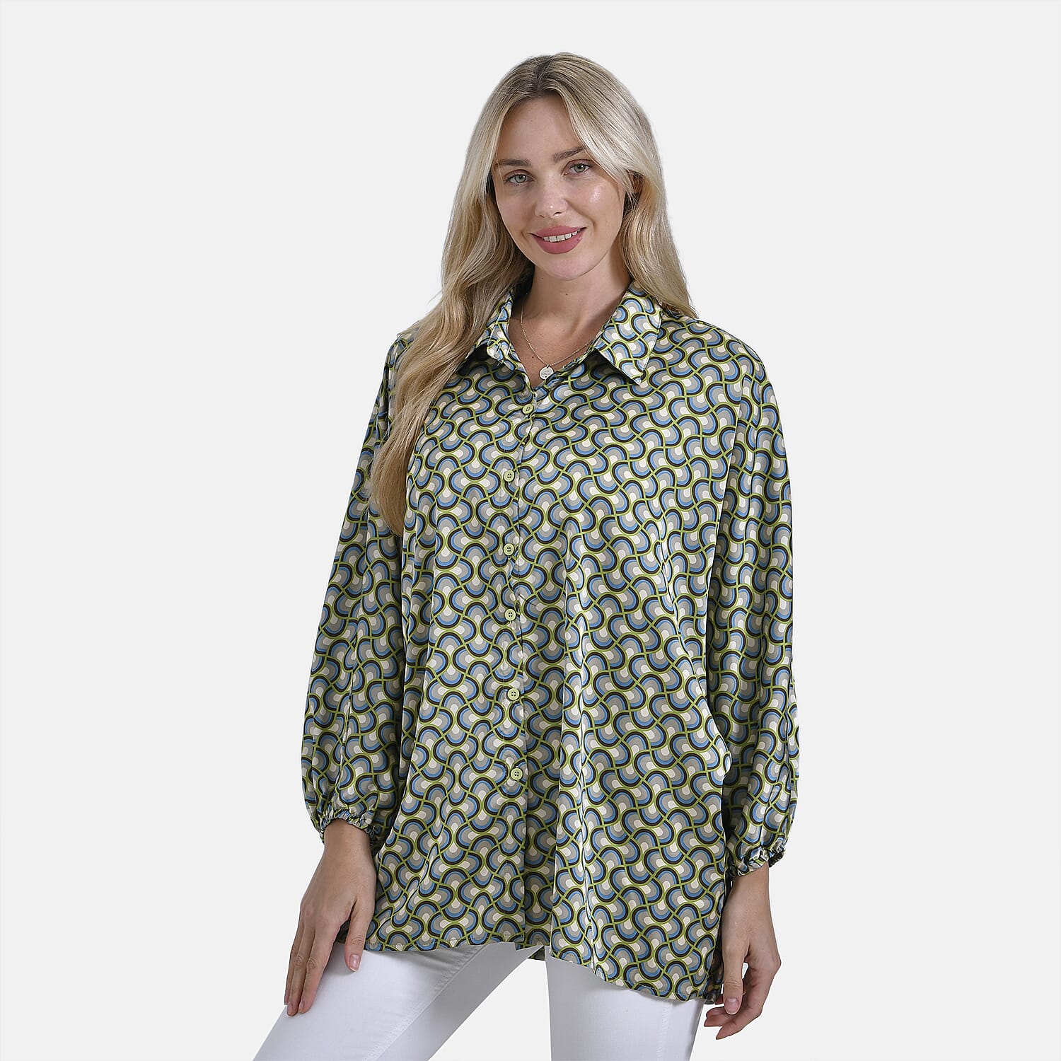 La Marey Geometric Pattern Top (Size L-XL) - Green 7772030 4
