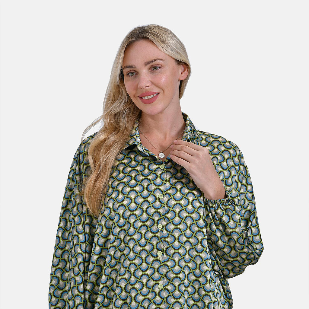 La Marey Geometric Pattern Top (Size L-XL) - Green