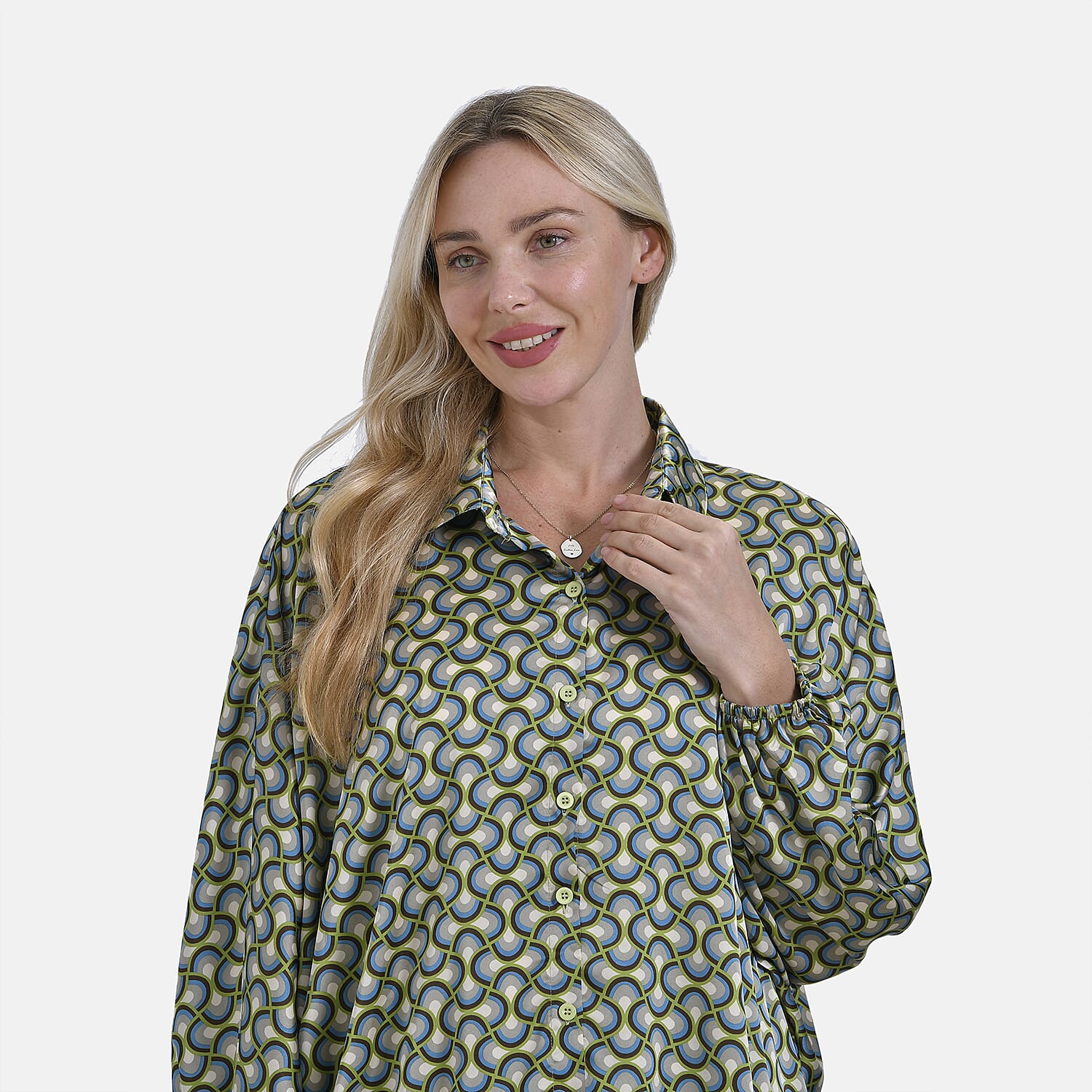 La Marey Geometric Pattern Top (Size L-XL) - Green 7772030 5