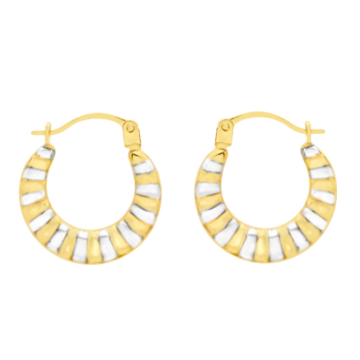 Vicenzaro Closeout - 9K Yellow Gold Mini Stripe Creole Earrings 7783096 0
