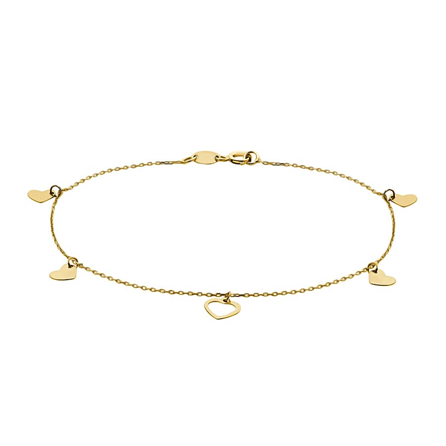 Vicenzaro Closeout- 9K Yellow Gold Designer Inspired Heart Charm Bracelet Size 7.5 7783100 0
