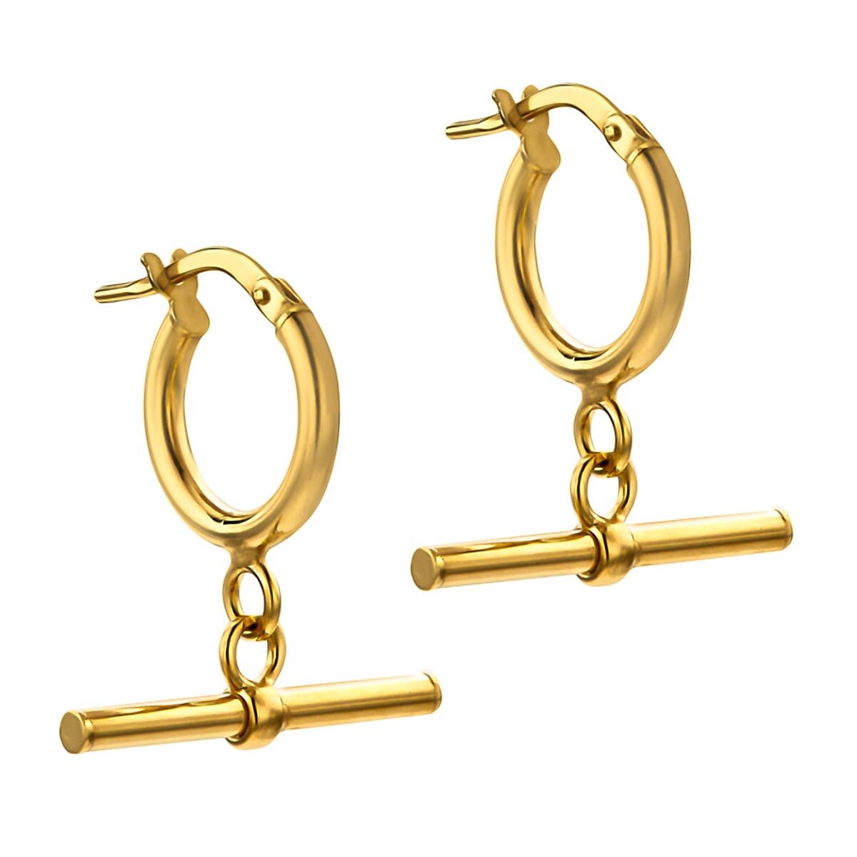 Designer Inspired- 9K Yellow Gold T-bar Hoop Earrings 7783109 0