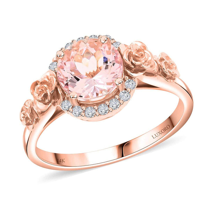 Certified &amp; Appraised 1.9 Ct. Morganite, Diamond Halo Ring in 14K Rose Gold 7783346 1