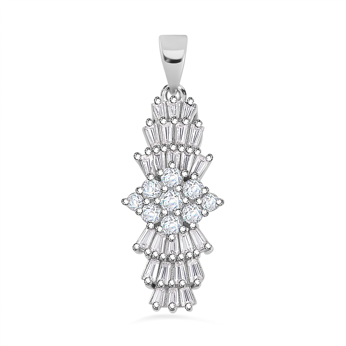 Moissanite Bow Pendant in Rhodium Overlay Sterling Silver 1.29 ct 7785177 0