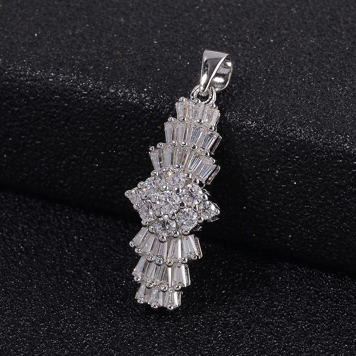 Moissanite Bow Pendant in Rhodium Overlay Sterling Silver 1.29 ct 7785177 2