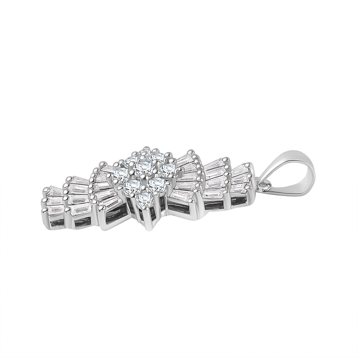 Moissanite Bow Pendant in Rhodium Overlay Sterling Silver 1.29 ct 7785177 3