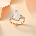LIQUIDATION DEAL - 9K Yellow Gold AAA Ethiopian Welo Opal & Moissanite Ring 2.85 Ct