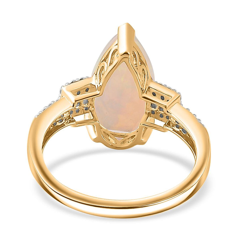 LIQUIDATION DEAL - 9K Yellow Gold AAA Ethiopian Welo Opal & Moissanite Ring 2.85 Ct