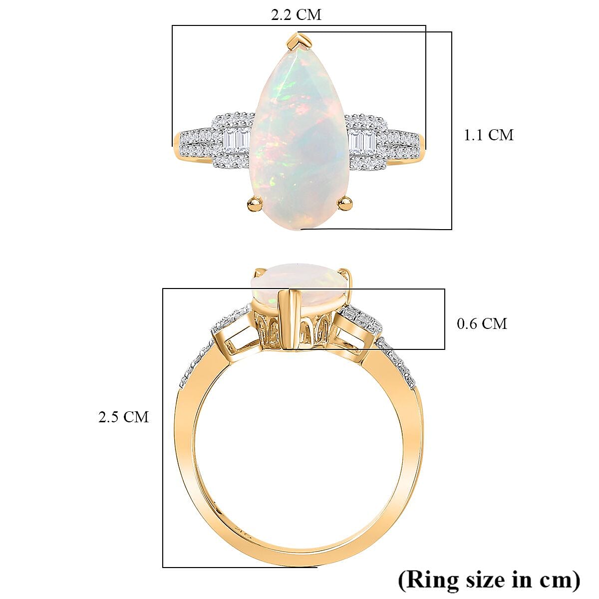 AAA Ethiopian Welo Opal and Moissanite Solitaire Ring in 9K Yellow Gold 7807658 6