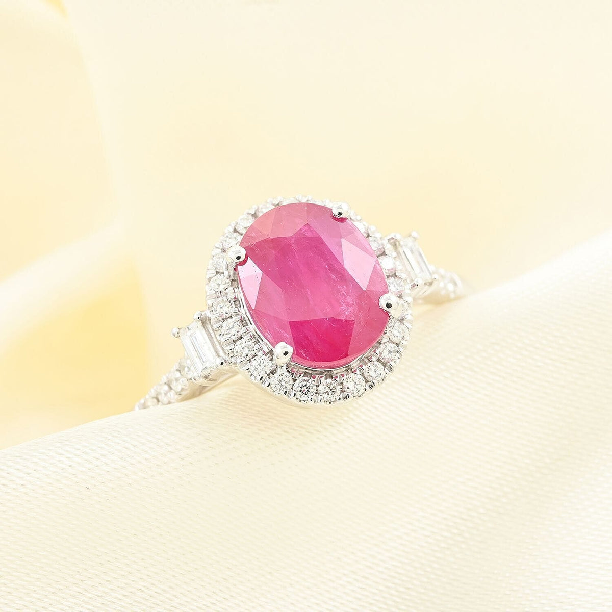 Certified &amp; Appraised RHAPSODY 950 Platinum AAAA Mozambique Ruby White Diamond VS Halo Ring 2.49 Ct. 7831207 1