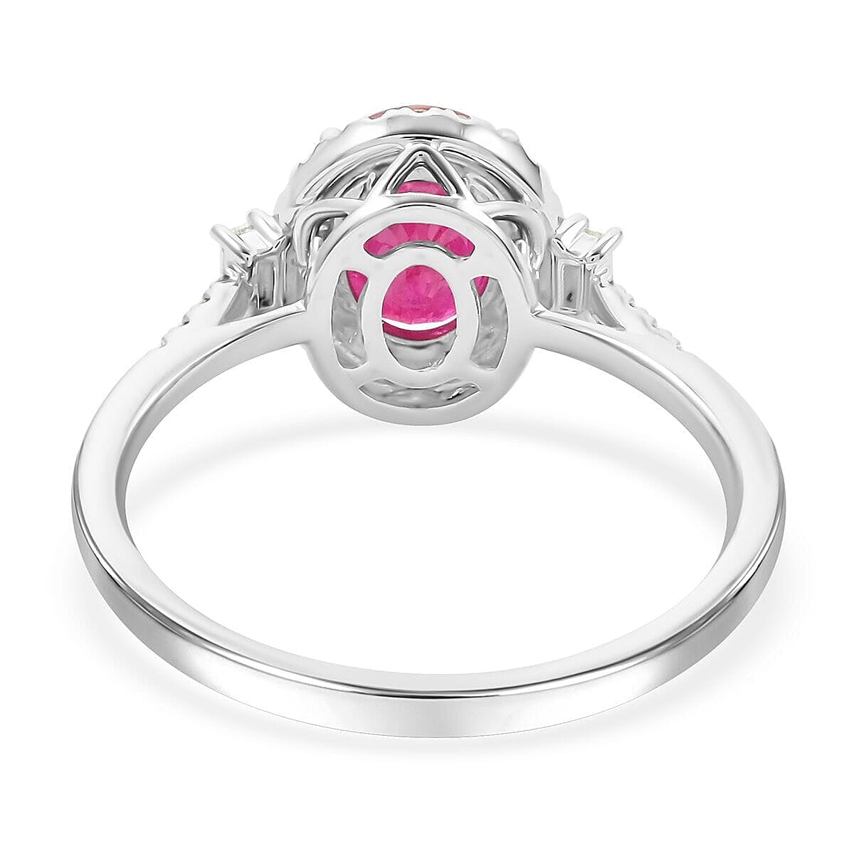 Certified &amp; Appraised RHAPSODY 950 Platinum AAAA Mozambique Ruby White Diamond VS Halo Ring 2.49 Ct. 7831207 4