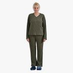 La Marey Two-piece Knitted Loungewear Set (Size 12 to 14) - Olive
