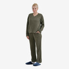 La Marey Two-piece Knitted Loungewear Set (Size 12 to 14) - Olive