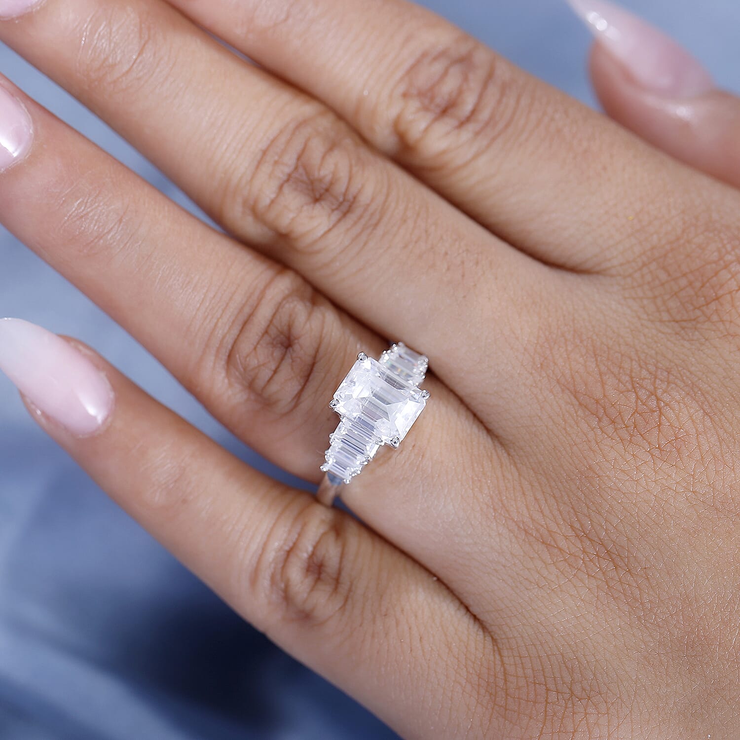 Moissanite Ring in Rhodium Overlay Sterling Silver 7861104 7