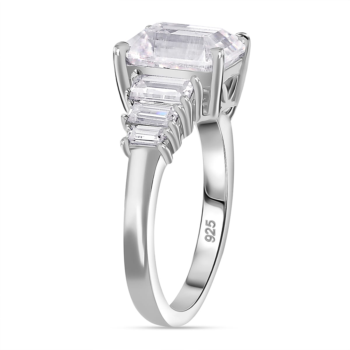 Moissanite Ring in Rhodium Overlay Sterling Silver 7861104 9