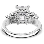 Moissanite Main Stone With Side Stone Ring in Rhodium Sterling Silver 3.27 Ct.