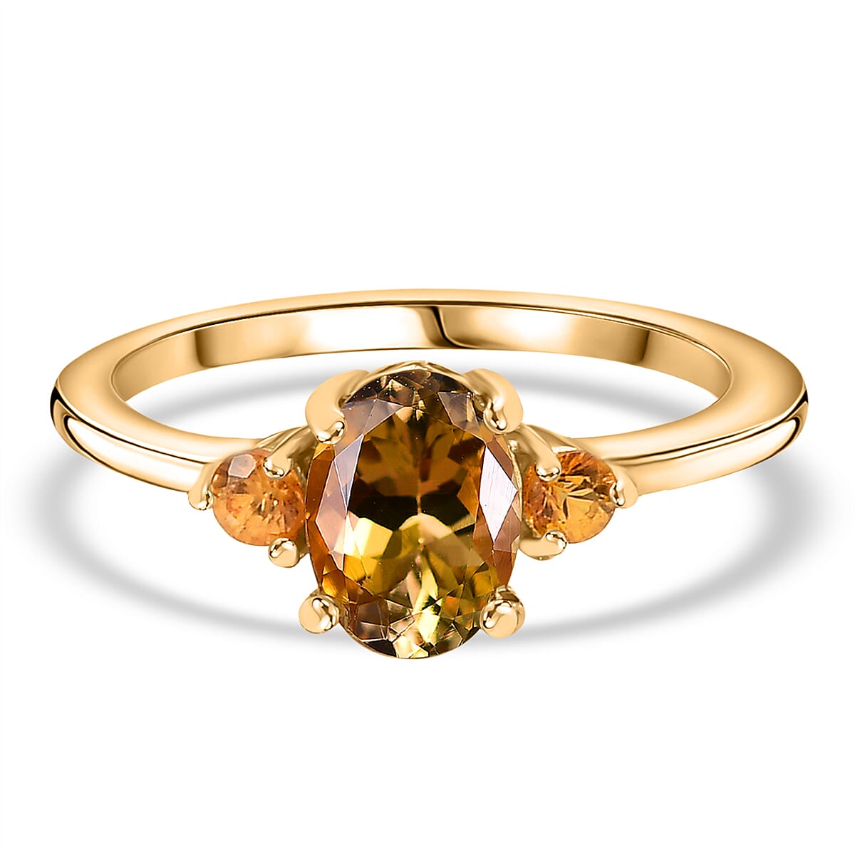Natural Golden Tanzanite, Yellow Sapphire Ring in 18K Yellow Gold Vermeil Plated Sterling Silver 1.21 ct. 7863374 1