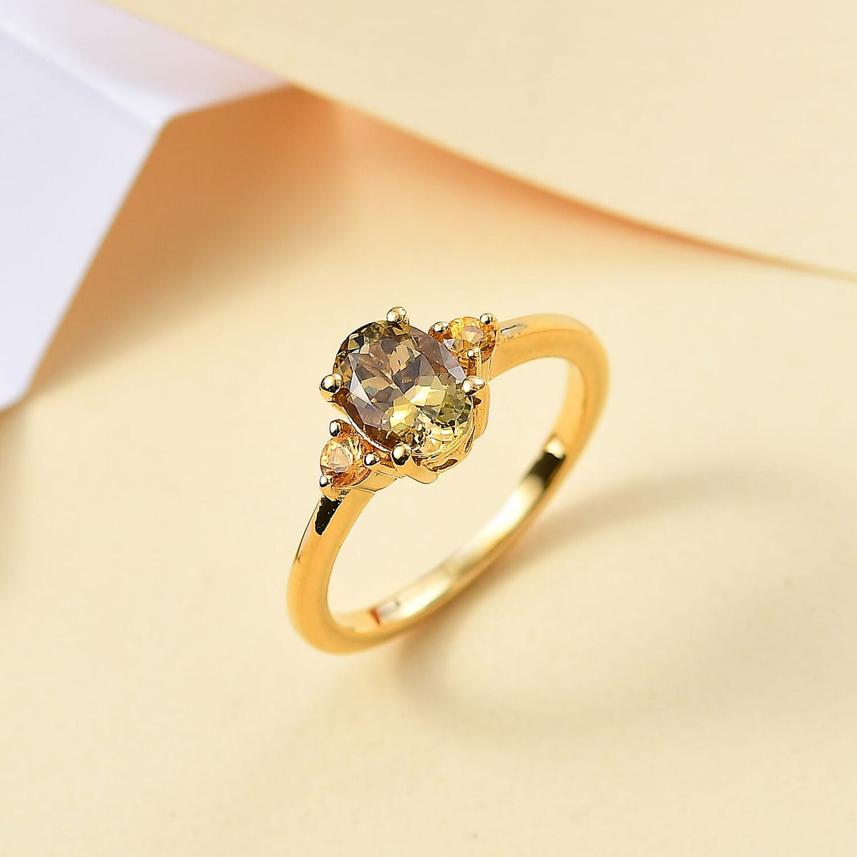 Natural Golden Tanzanite, Yellow Sapphire Ring in 18K Yellow Gold Vermeil Plated Sterling Silver 1.21 ct. 7863374 3