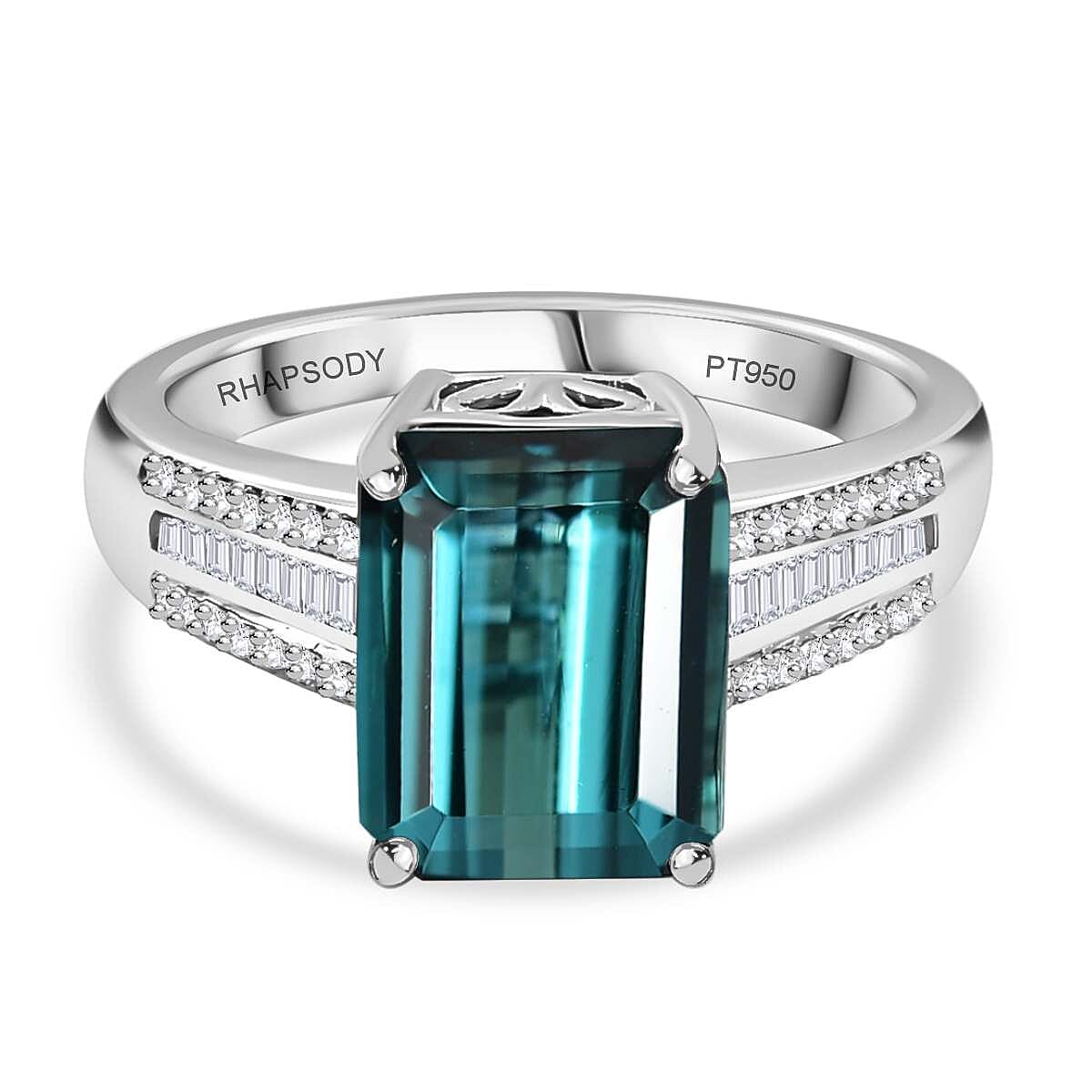 Rhapsody 950 Platinum GSI Certified AAAA Indicolite and White Diamond EF, VS2 Ring 4.22ct. 7878828 0