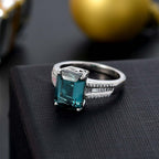Biggest Indicolite At TJC - Rhapsody 950 Platinum GSI Certified AAAA Mutuca Indicolite & Natural Diamond VS-E-F Ring 4.25 Ct, Platinum Wt 6.72 Gms.