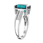 Biggest Indicolite At TJC - Rhapsody 950 Platinum GSI Certified AAAA Mutuca Indicolite & Natural Diamond VS-E-F Ring 4.25 Ct, Platinum Wt 6.72 Gms.