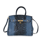 La Marey Leather Snakeskin Crossbody Bag (Size 30x16x24 cm) - Navy & Red
