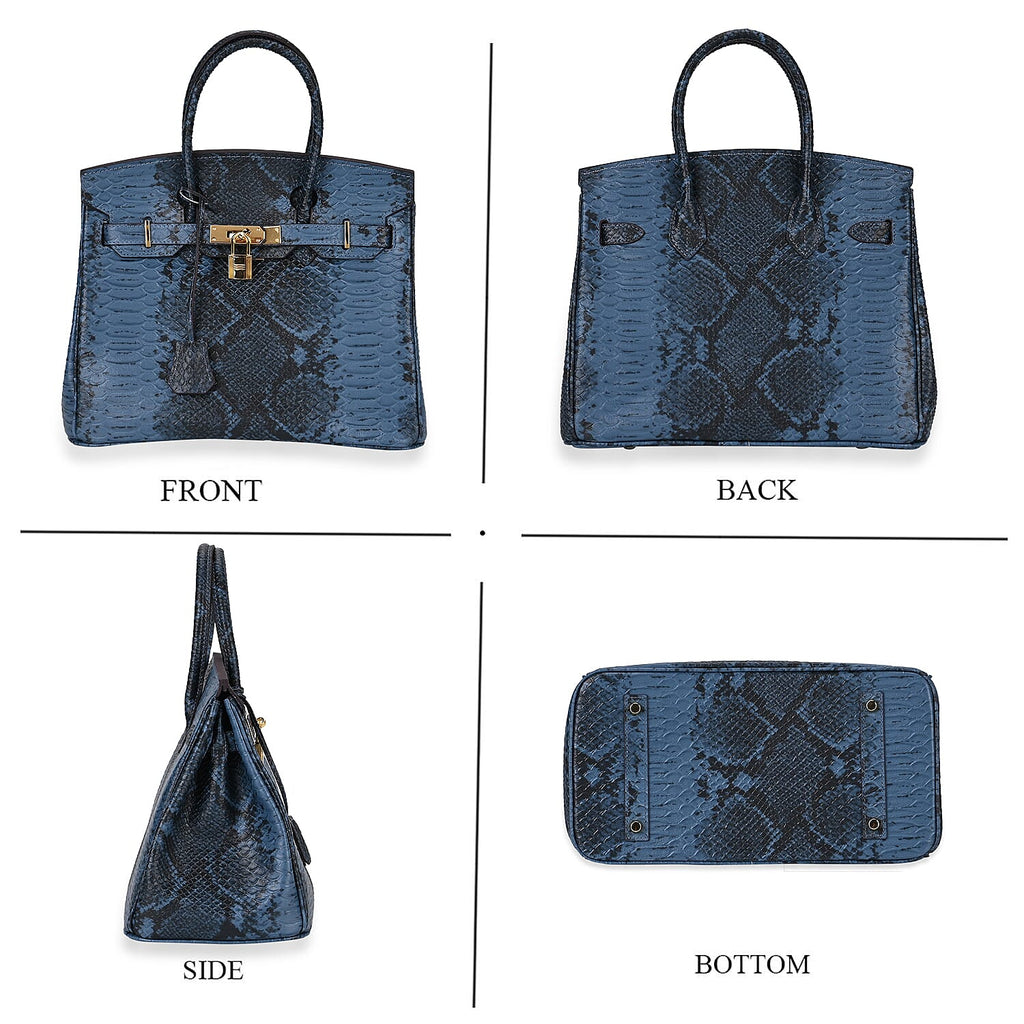 La Marey Leather Snakeskin Crossbody Bag (Size 30x16x24 cm) - Navy & Red