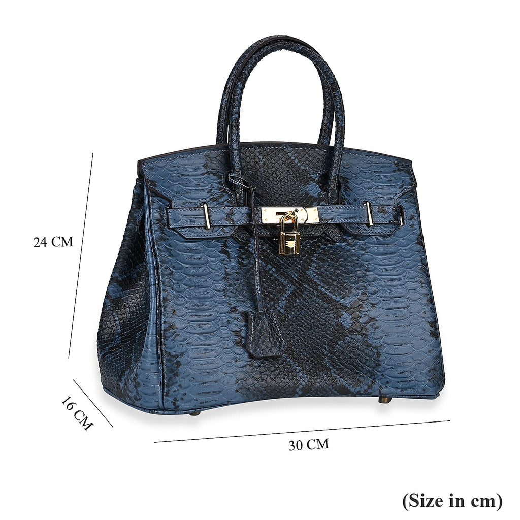 La Marey Leather Snakeskin Crossbody Bag (Size 30x16x24 cm) - Navy & Red