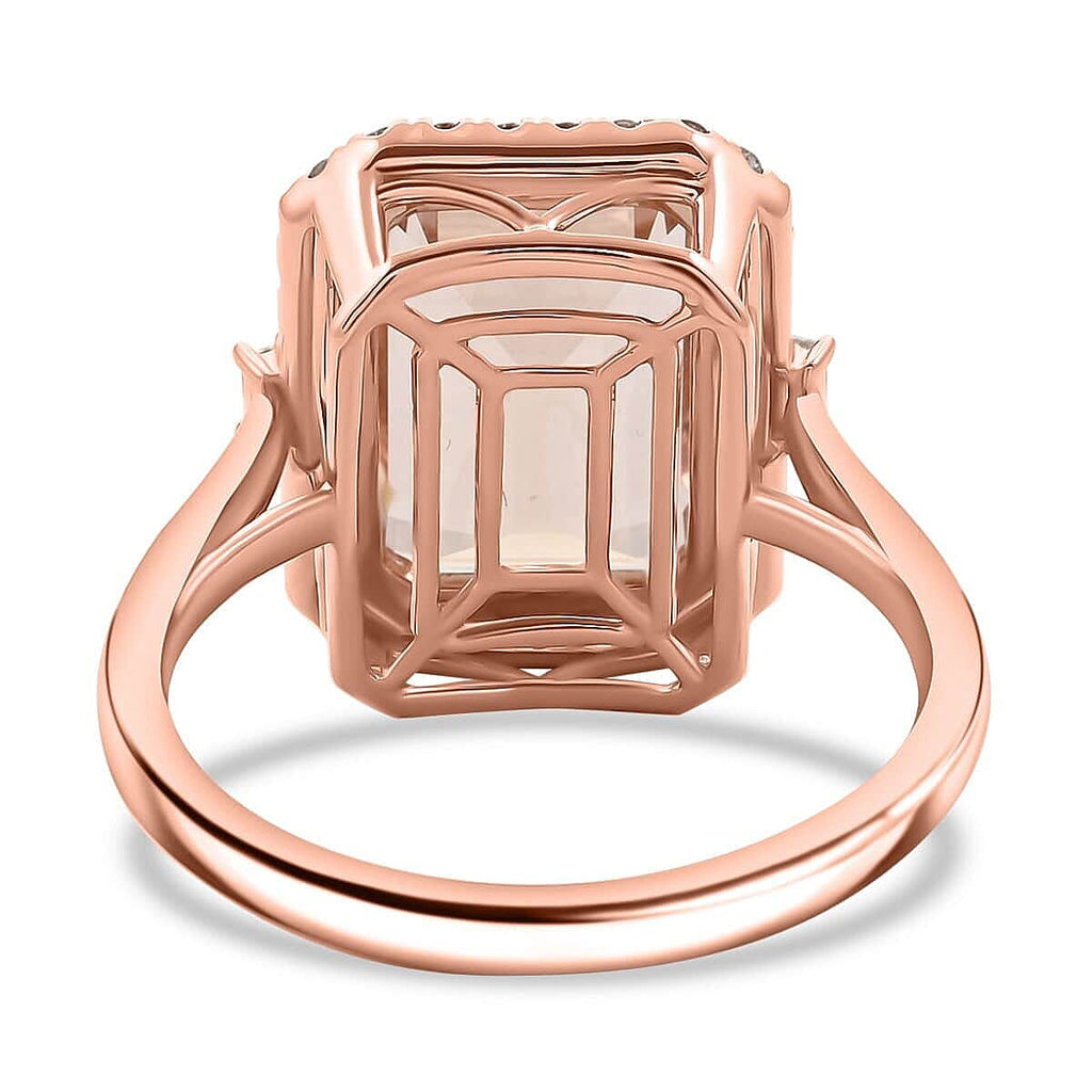 14K Rose Gold  AAA   Morganite ,  White Diamond  I2 Ring 7.85 ct,  Gold Wt. 5.6 Gms  7.850  Ct.