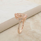 14K Rose Gold  AAA   Morganite ,  White Diamond  I2 Ring 6.50 ct,  Gold Wt. 3.92 Gms  6.500  Ct.