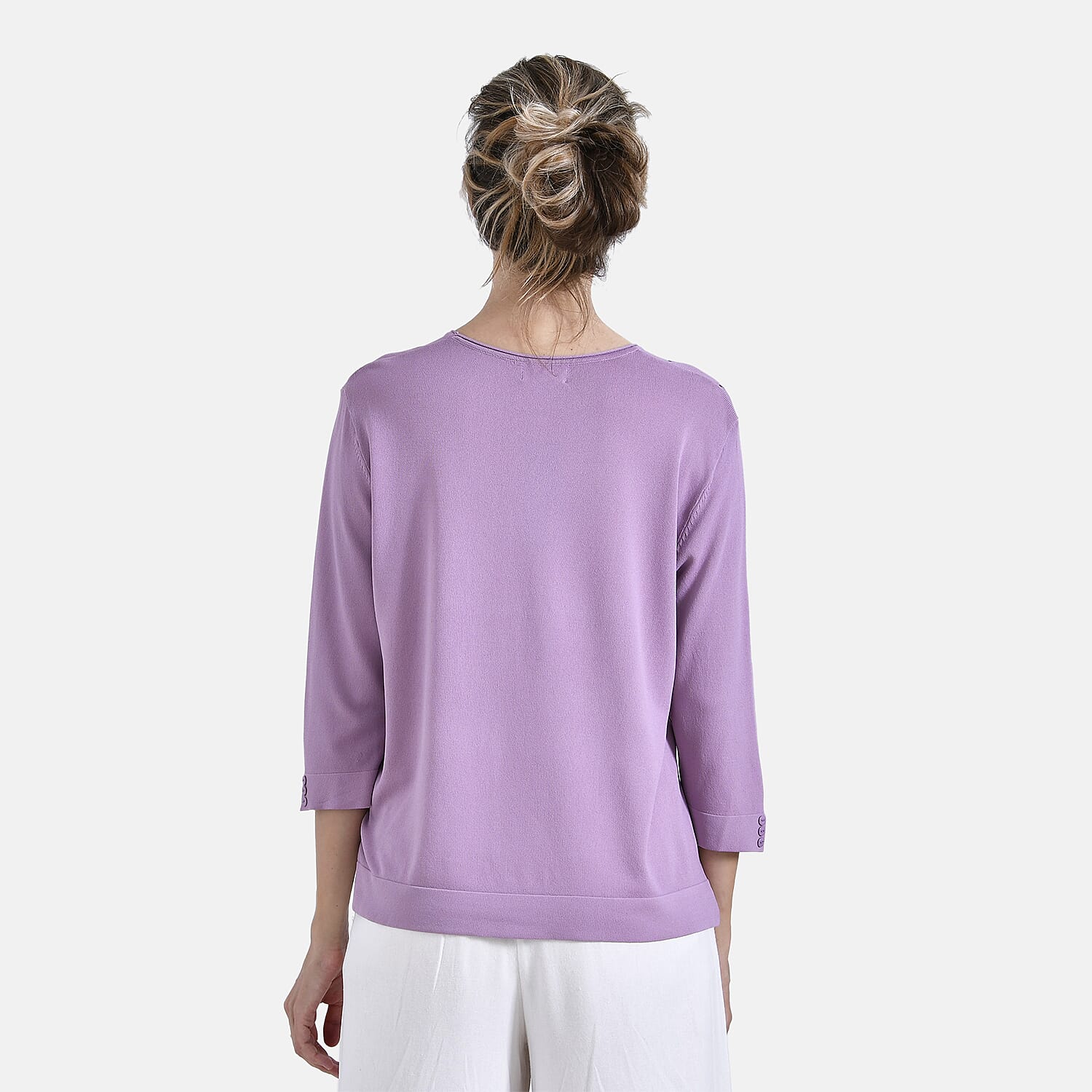 La Marey Wavy Pattern 3 Quarter Sleeve Blouse (Size 16 to18) -Violet 7932965 2