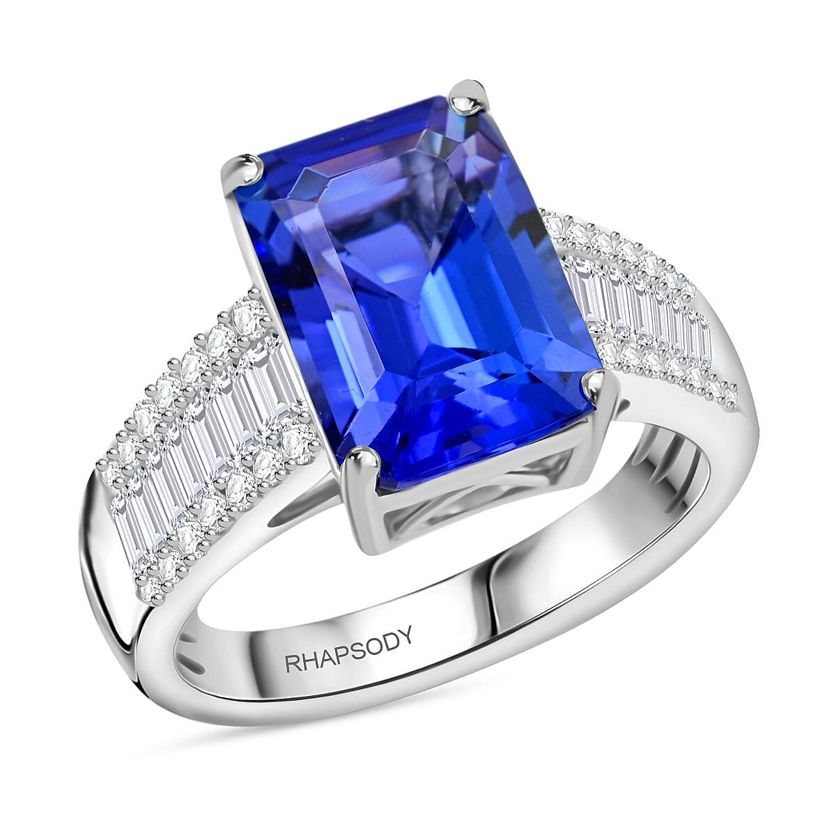 Certified and Appraised RHAPSODY 950 Platinum AAAA Tanzanite White Diamond VS Ring 5.30 ct., Platinum Wt. 7.73 7937488 0