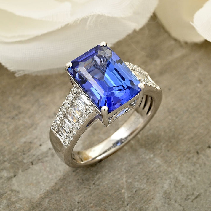 Certified and Appraised RHAPSODY 950 Platinum AAAA Tanzanite White Diamond VS Ring 5.30 ct., Platinum Wt. 7.73 7937488 2