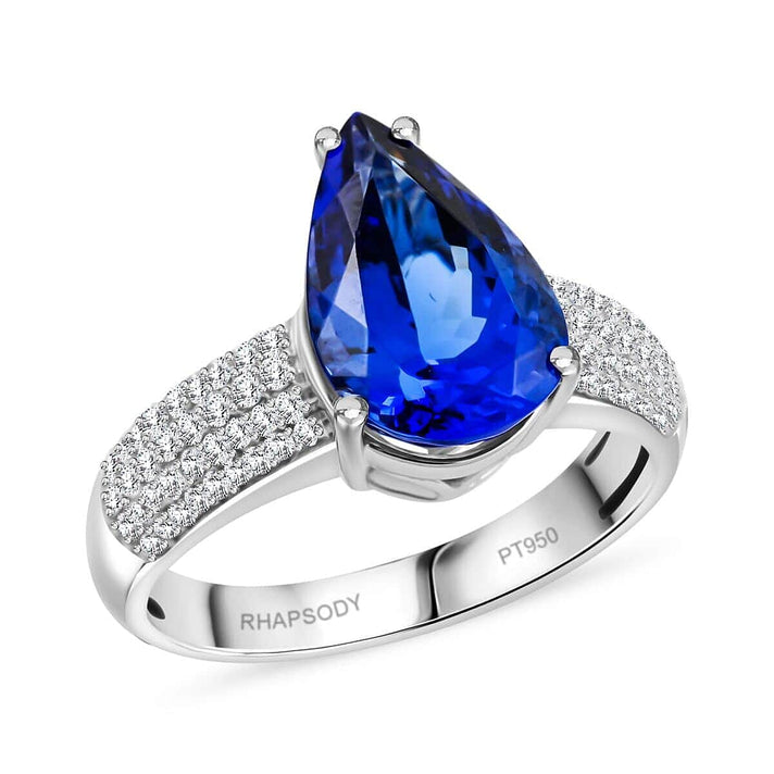 Appraised and Certified 4.8 Ct. Tanzanite, Diamond Solitaire Ring in 950 Platinum 7937576 1