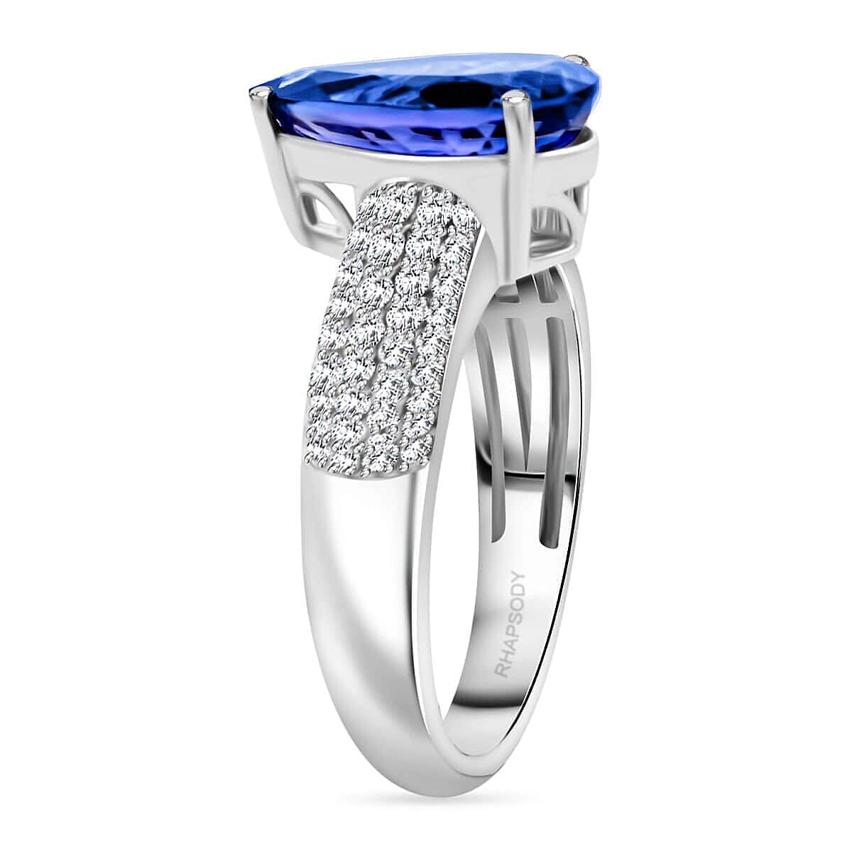 RHAPSODY AGI Certified 4.8 Ct. AAAA Tanzanite, White Diamond VS E-F Solitaire Ring in 950 Platinum 7937578 3