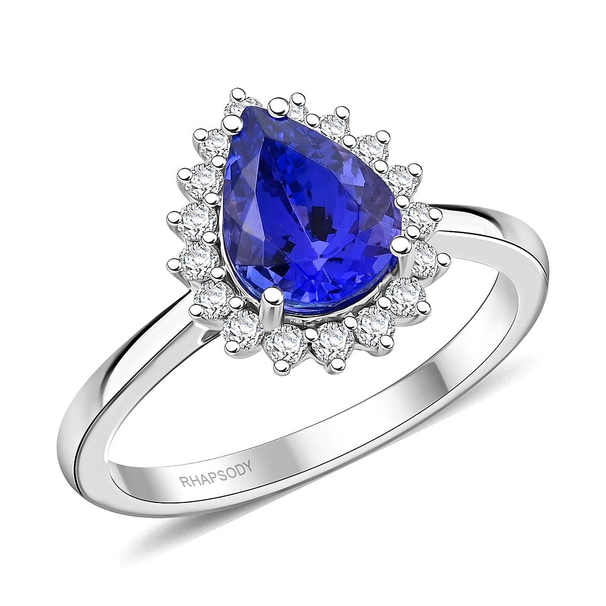 Appraised and Certified RHAPSODY 950 Platinum AAAA Tanzanite, White Diamond Halo Ring 2.15  Ct. 7937636 0