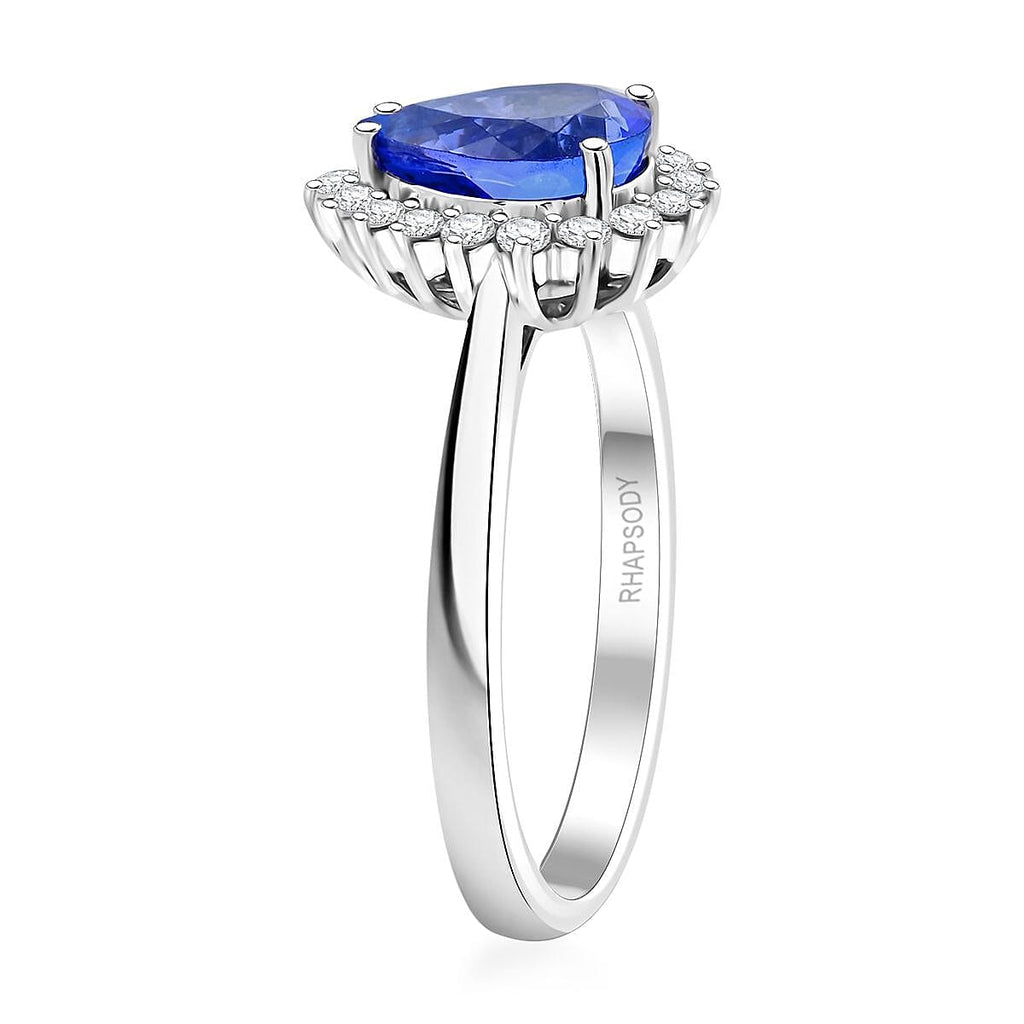RHAPSODY 950 Platinum AGI Certified AAAA Tanzanite & White Diamond (VS-EF) Ring 2.15 Ct, Platinum Wt. 6.20 Gms.