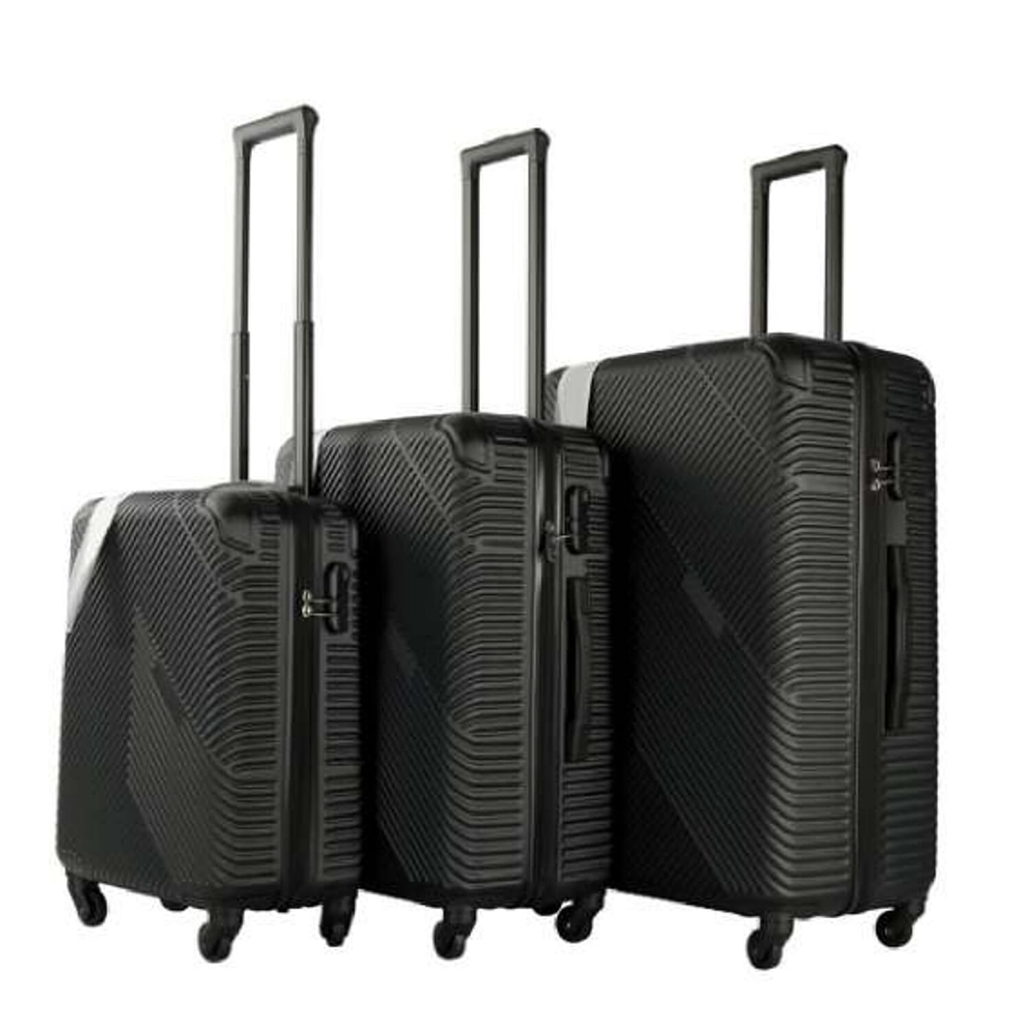 3 Piece Hard Shell Lightweight Luggage Suitcase - Black 7963598 0