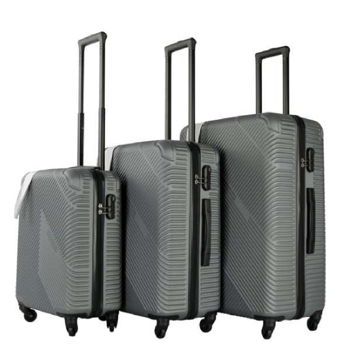 3 Piece Hard Shell Lightweight Luggage Suitcase - Grey 7963600 0