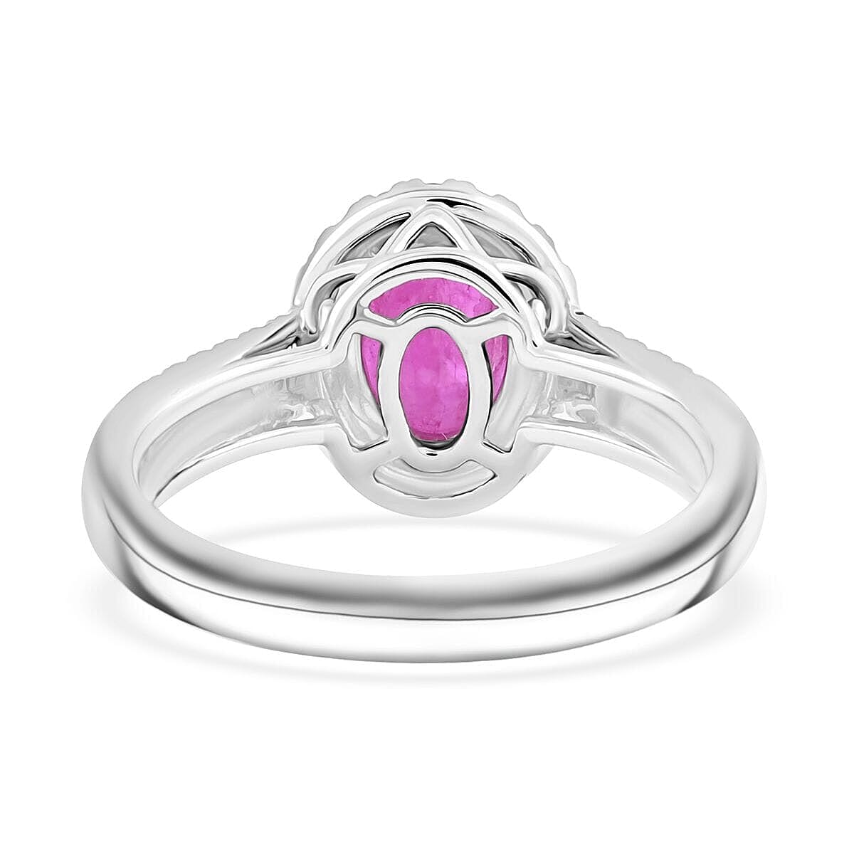 Certified &amp; Appraised RHAPSODY 950 Platinum AAAA Mozambique Ruby, White Diamond Halo Ring 2.15 Ct. 7983907 4