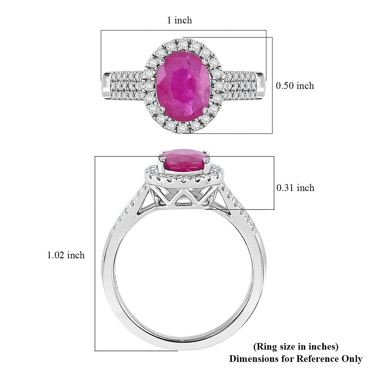 Certified &amp; Appraised RHAPSODY 950 Platinum AAAA Mozambique Ruby, White Diamond Halo Ring 2.15 Ct. 7983907 5