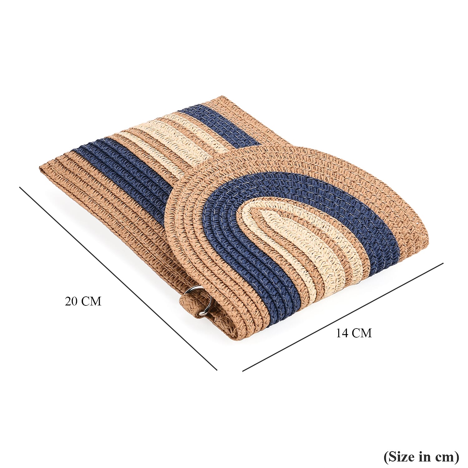 Bohemian Style Casual Summer Straw Crossbody Phone Bag with Striped Pattern - Khaki &amp; Navy 8034559 5